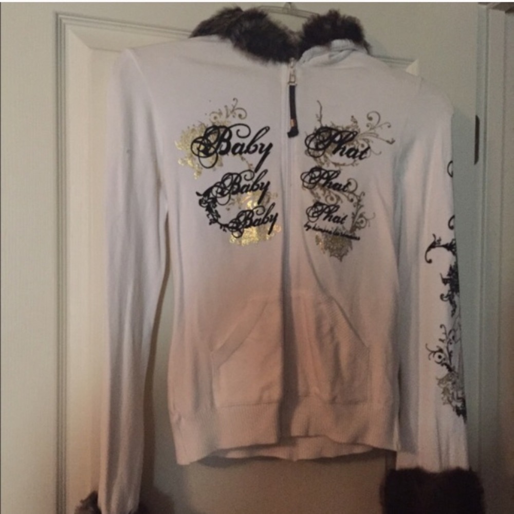 Baby Phat sweater fur hood jacket..Dry Clean only